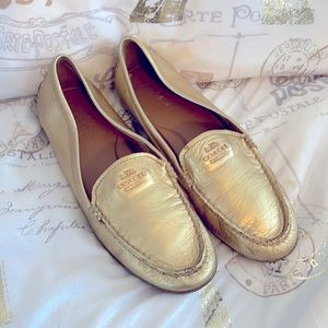 Coach metallic gold loafers sz 10